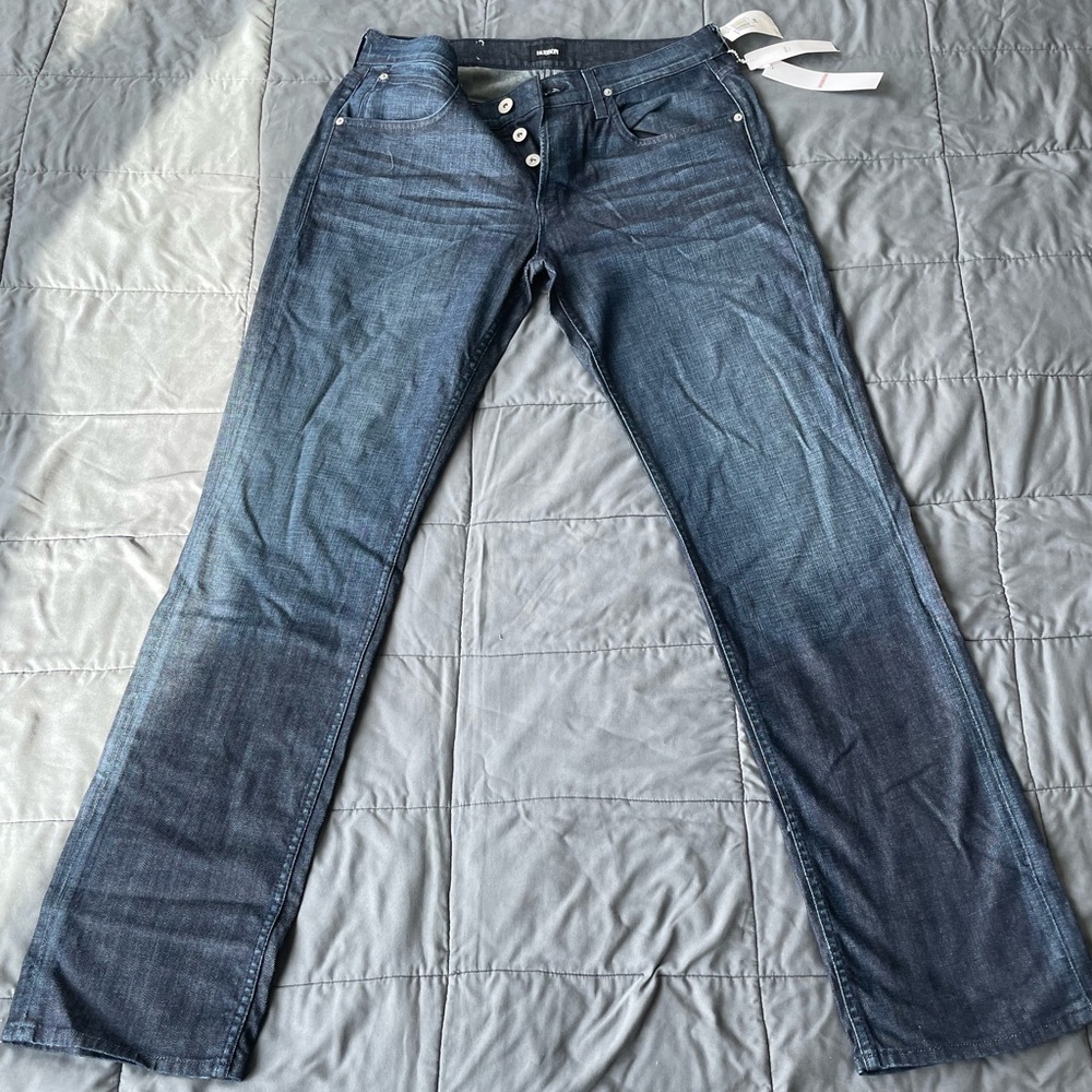 New Hudson Byron (Straight) 34W 34L Blue Jeans | Button Fly